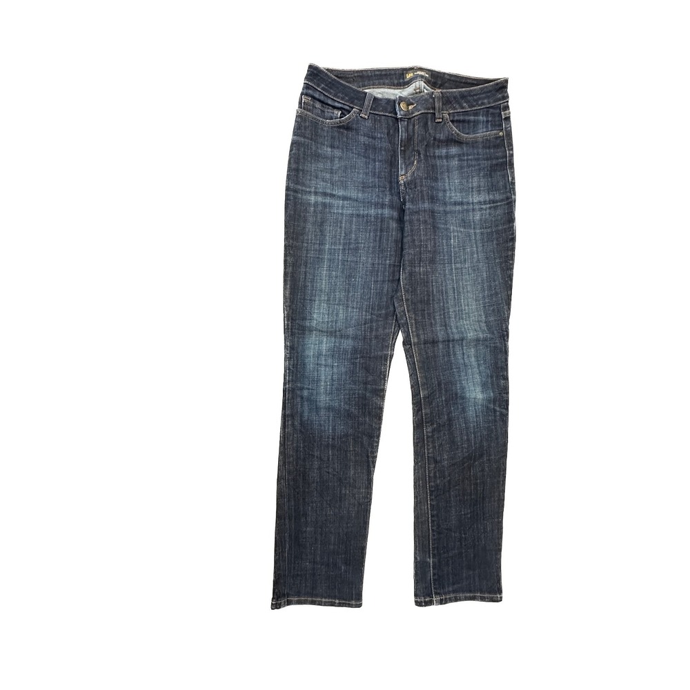 Lee Regular Fit Straight Leg Mid Rise Women's size 10 Dark Wash Blue Denim jeans